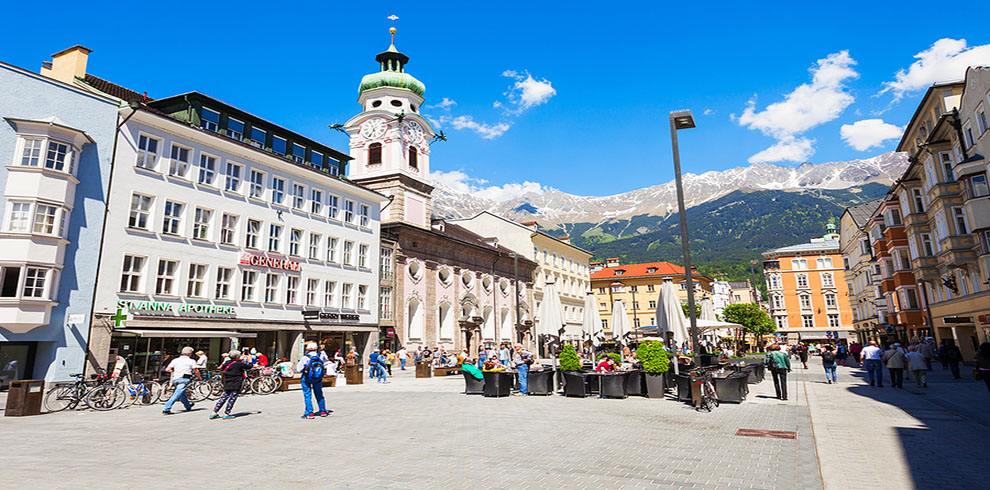 Innsbruck, Austria – May 22, 2017: Street Cafe Located In Altsta