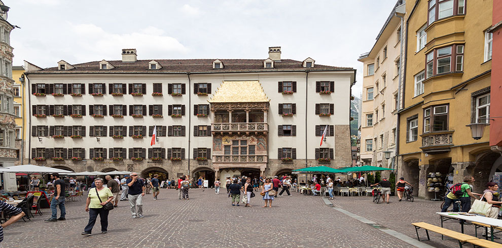 Innsbruck, Austria – June 8, 2018: People On The Square At The F