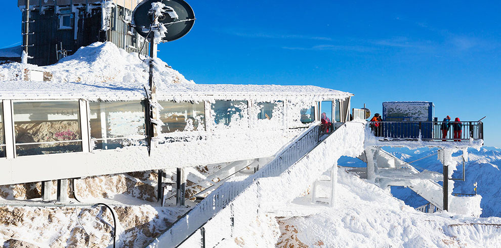 Zugspitze, Germany – December 29, 2018 : Frozen Observation Deck
